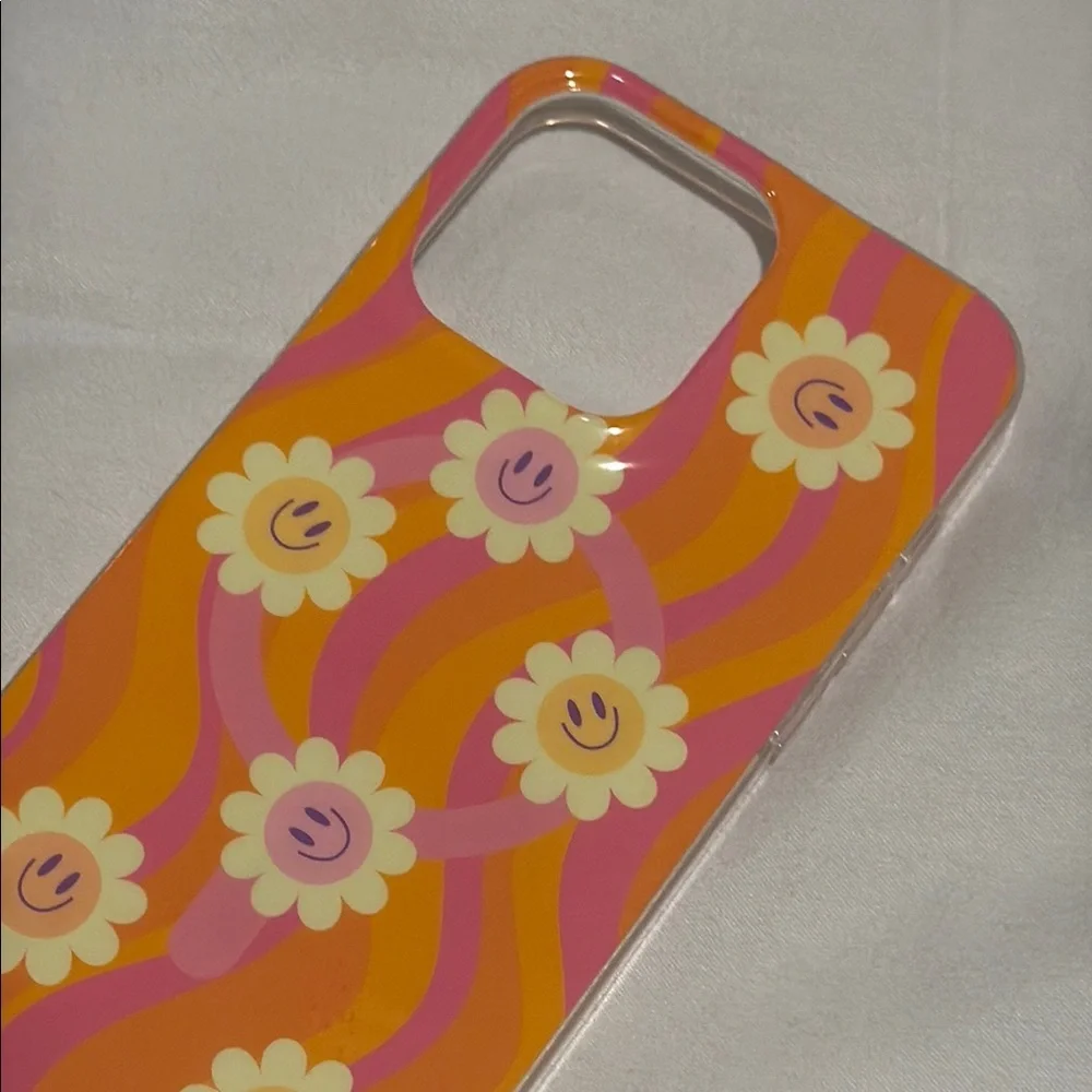 Floral Patterned Phone Case - Orange and Pink